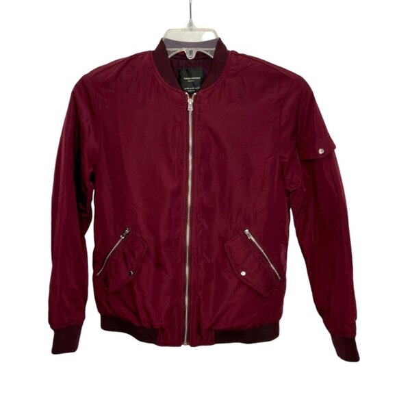 Zara Trafaluc Burgundy Bomber Jacket - Size XS - Picture 2 of 7